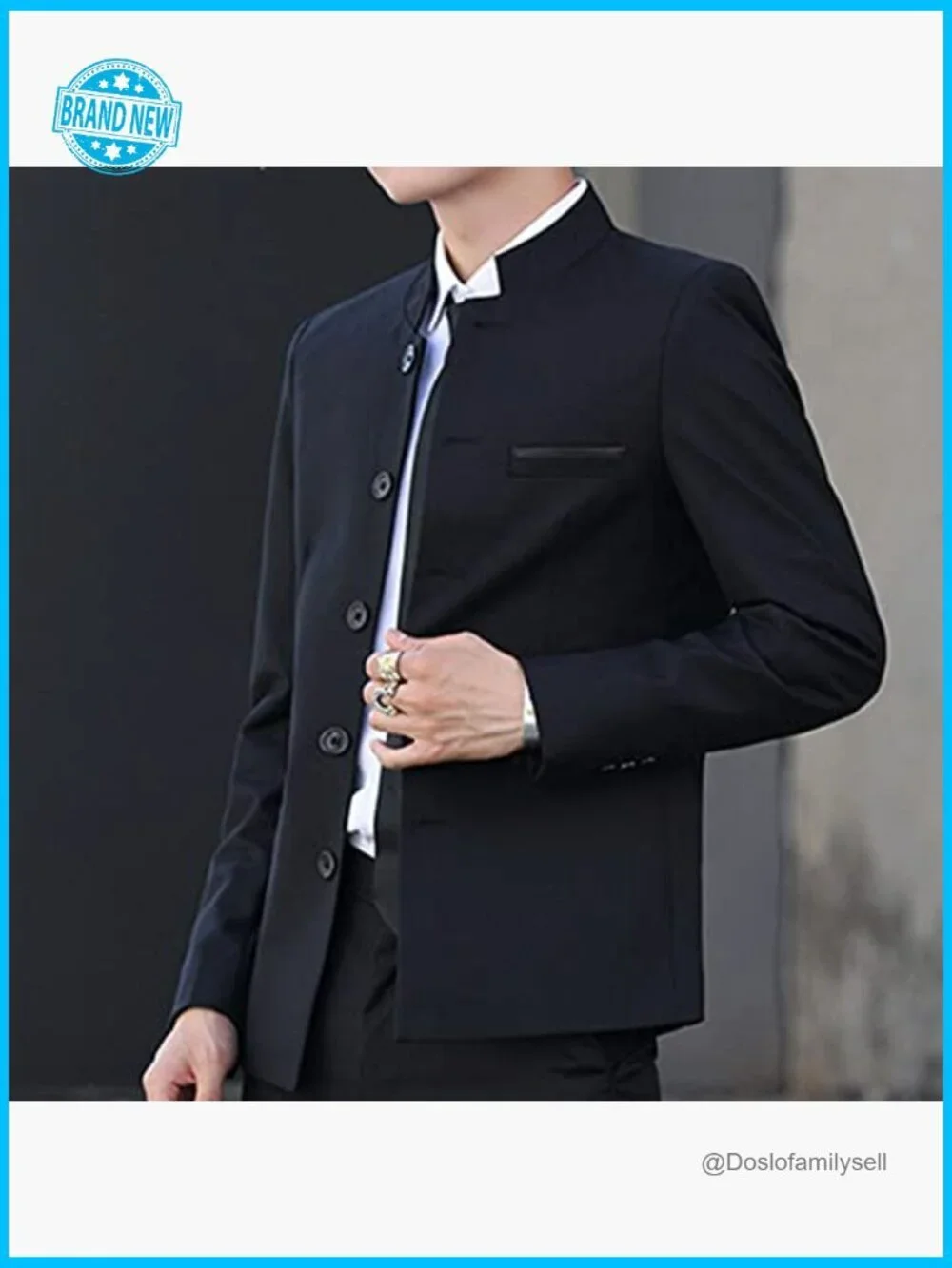 Slim Fit Mandarin Collar Sport Coat Blazer Business Casual Wedding Prom